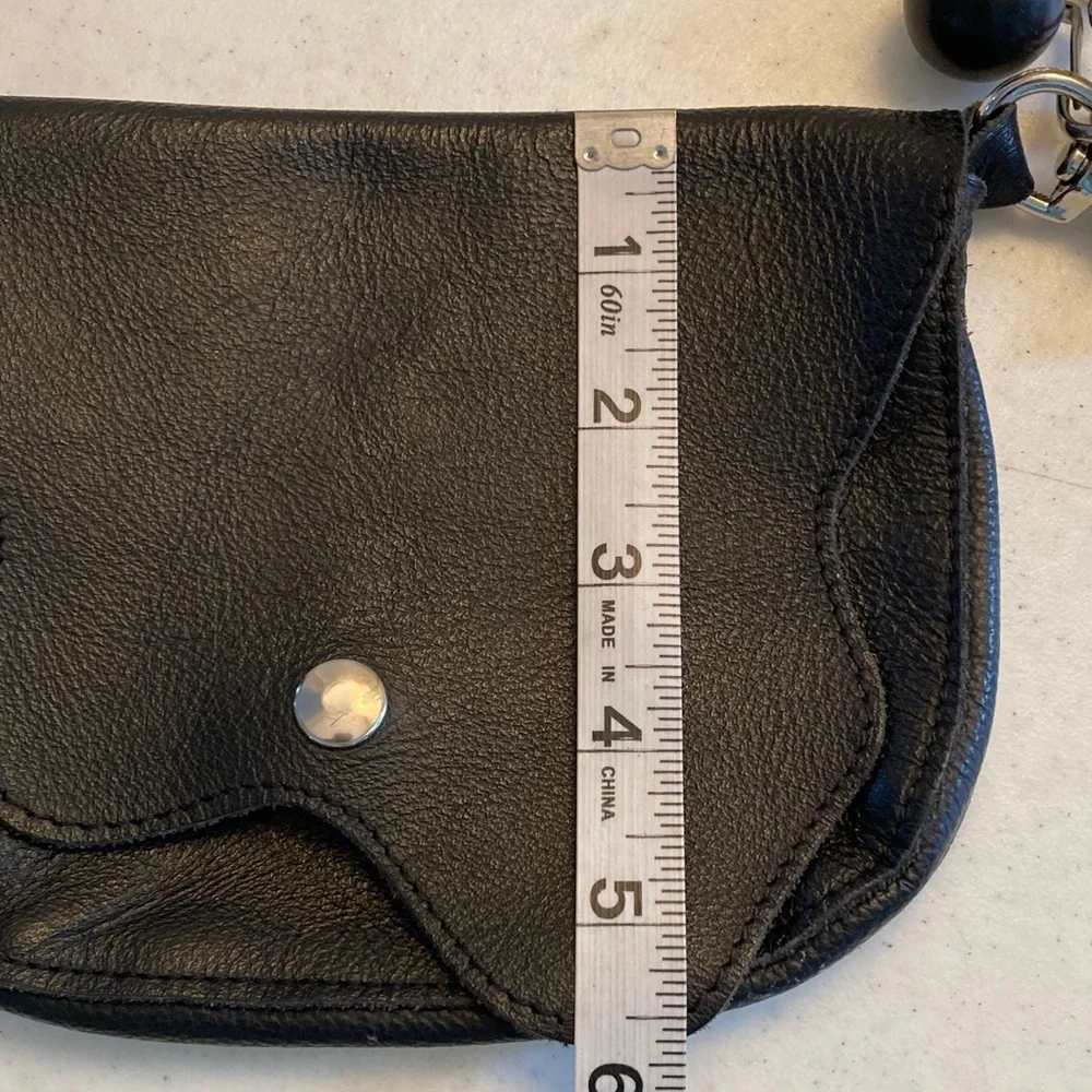 Harley-Davidson Black Leather Hip Pouch with Silver Chain - Picture 8 of 11